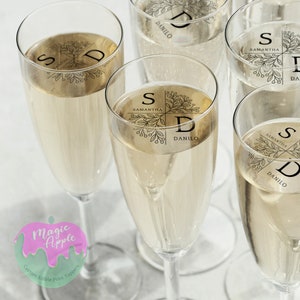 Clear  Wedding Monogram Toppers for clear Drinks  / champagne toppers / white wine toppers / rose wine toppers