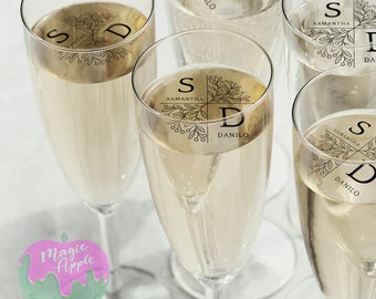 Clear  Wedding Monogram Toppers for clear Drinks  / champagne toppers / white wine toppers / rose wine toppers