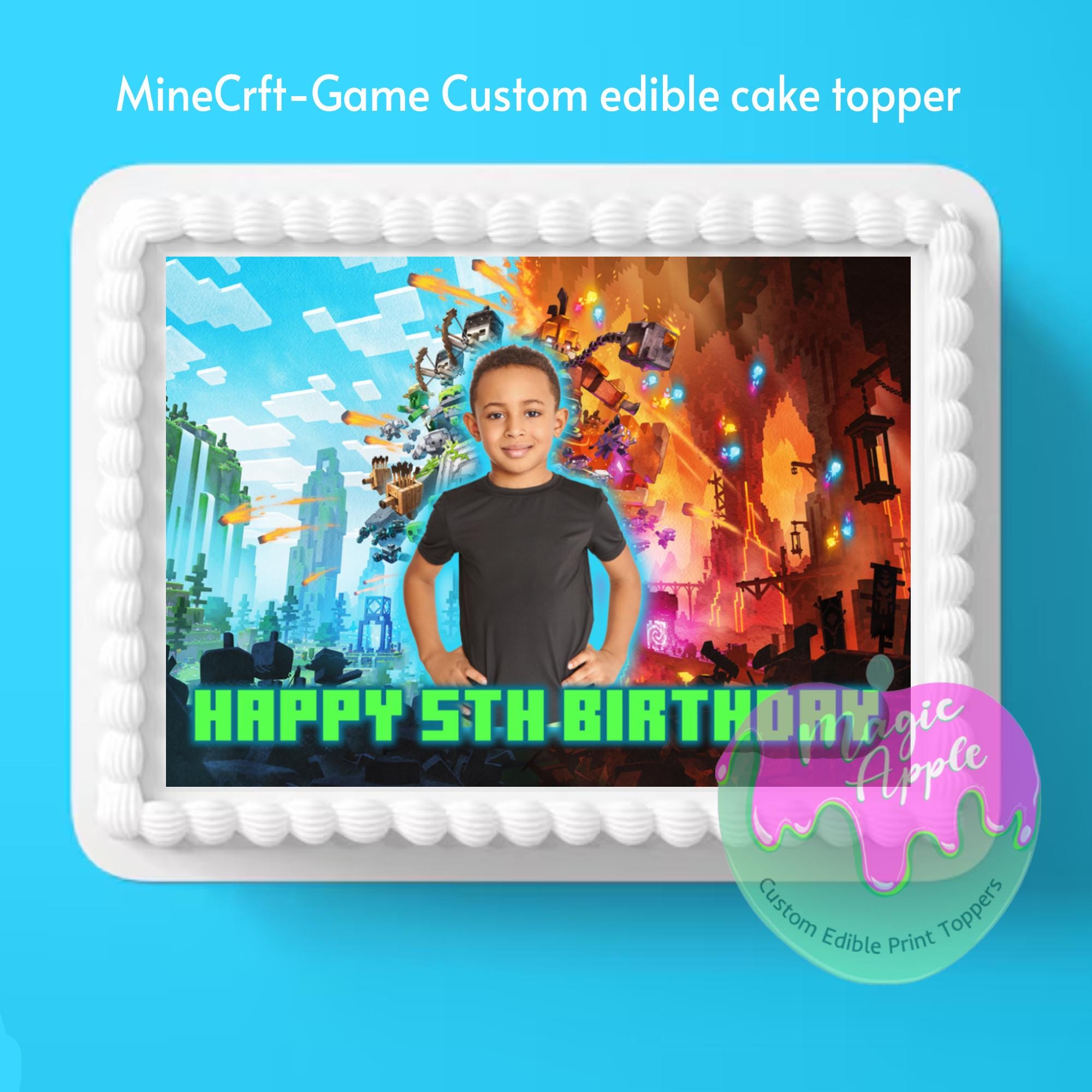 MineC-Game Edible Cake Topper