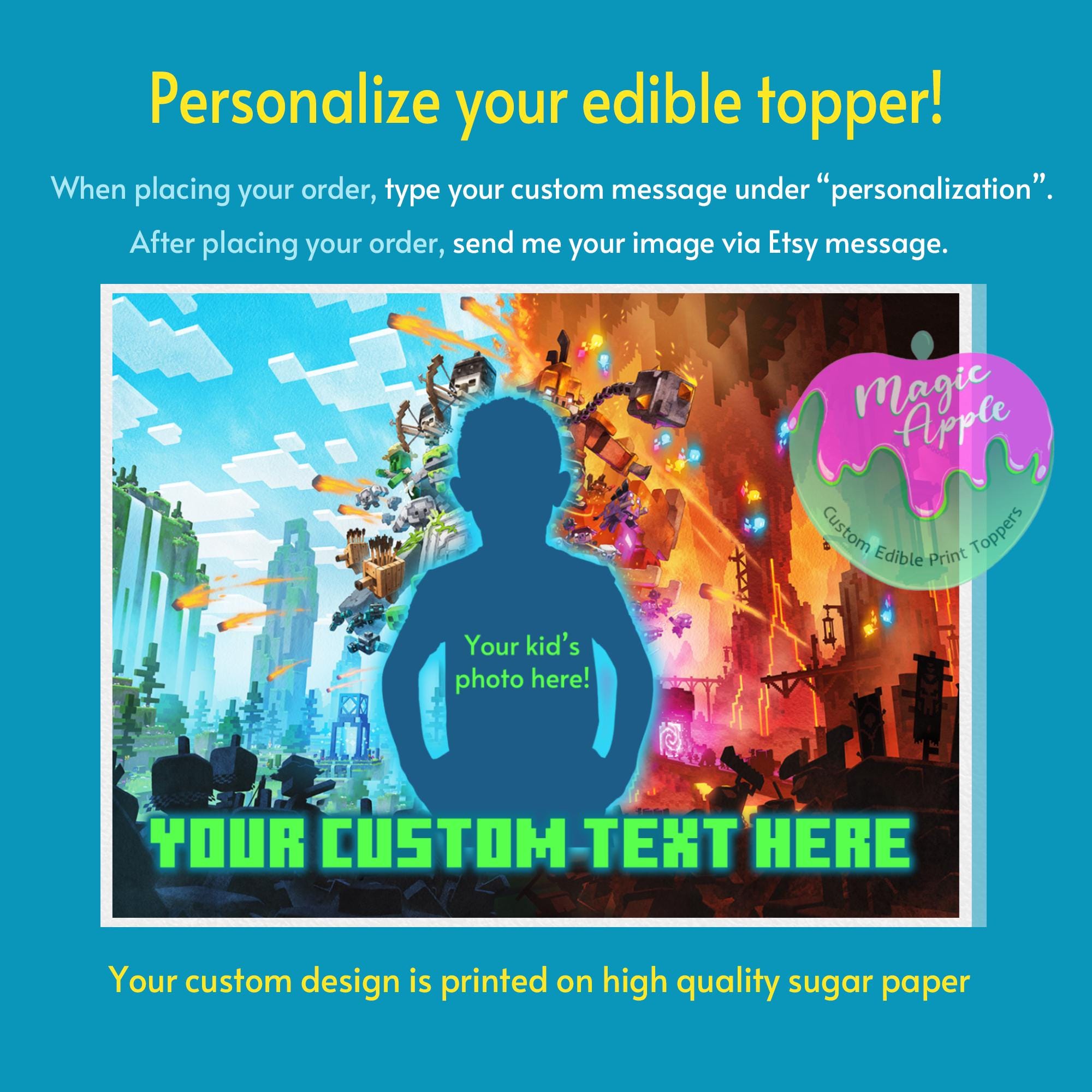 MineC-Game Edible Cake Topper