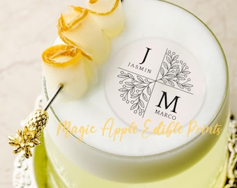 Wedding Monogram Cocktail Topper: Edible Sugar Drink Decoration