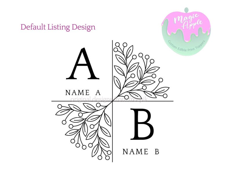 Wedding Monogram Cocktail Topper: Edible Sugar Drink Decoration image 2
