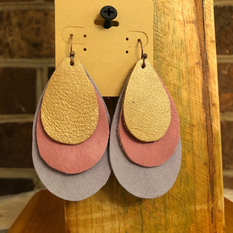 Leather teardrop earrings