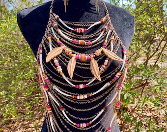 ALCouture “Golden Sunset” original couture body chain, breastplate style necklace.