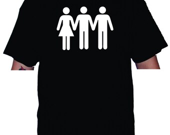 F+M+M Poly Family men or women's Black T-Shirt or Racerback Tank Top