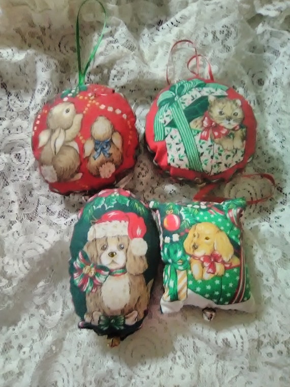 Vintage Stuffed Animal Ornaments W/bells Etsy