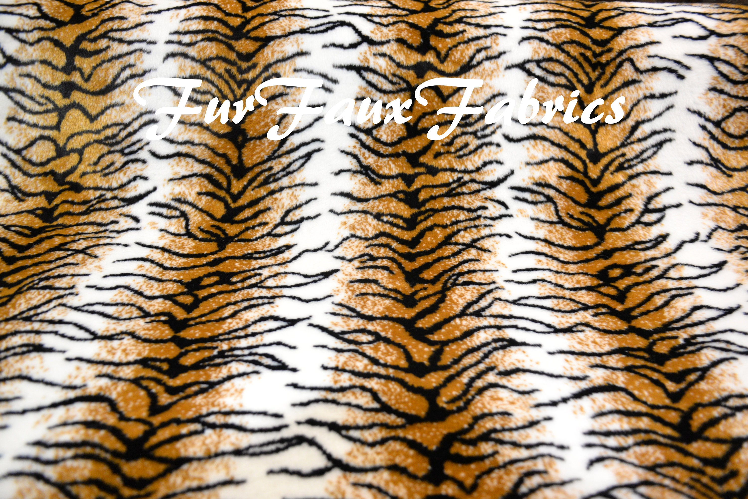 Tiger Print Fur Faux Fabric By The Yard Remnants Long Pile | Etsy