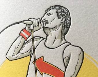 You Totally Rock - Freddy Mercury Letterpress Grußkarte