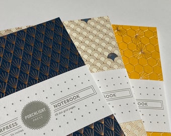 Geometric Pocket Notebook Set of 3 - Diamonds, Seigaiha and Honeycomb