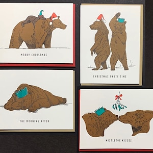 Cartes de voeux typographiques de Noël grizzly