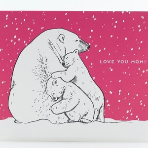 Carte de voeux typo oursons blancs pour la fête des mères