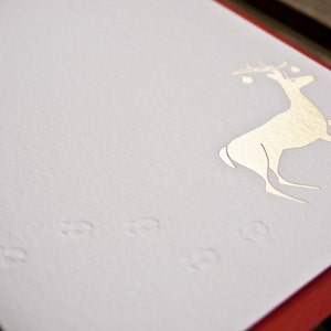 Deer Snow Tracks Holiday Letterpress Card
