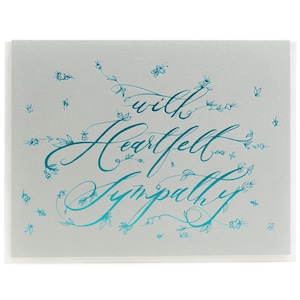 Cordialement, calligraphie, typographie, carte de condoléances