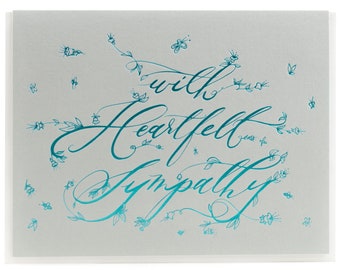 With Heartfelt Sympathy Calligraphy Letterpress Condolence Card