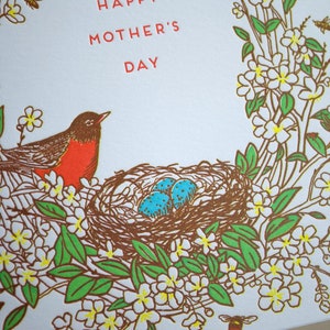 Happy Mother's Day Robin Bird Letterpress Greeting Card