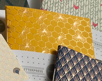 Large Letterpress Notebook - Foil Honeycomb - Geometric Series