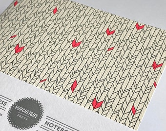 Pocket Letterpress Notebook - Pink Chevron - Graphic Series
