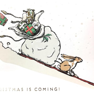 Noël approche ! Carte typographique Bunny Ski