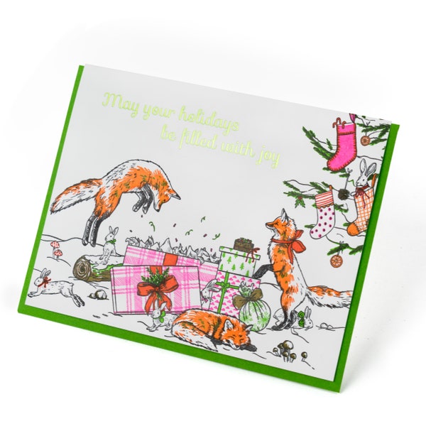 Foxes' Christmas Morning Greeting Card