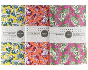 Pocket Notebook: Foraging Series - Letterpress Notebooks (Set of 3)
