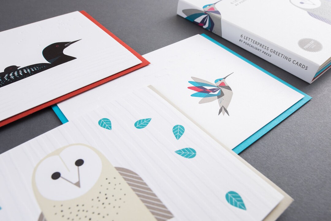 Modern Birds - Folder Set of 6 Letterpress Greeting Cards - Etsy