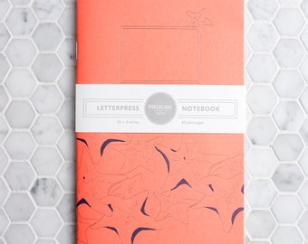 Large Letterpress Notebook - Starfish - Aquatic Series