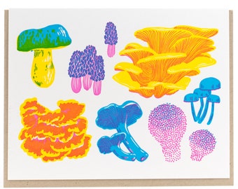 Fruiting Fungus Greeting Card - Vibrant Life Series