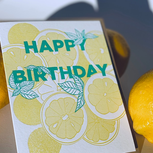 Happy Birthday Lemons Letterpress Greeting Card