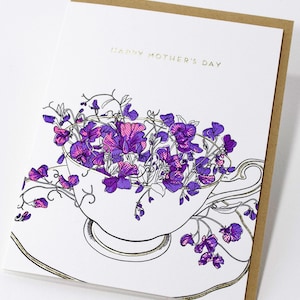 Tarjeta vintage de taza de té dulce para el Día de la Madre