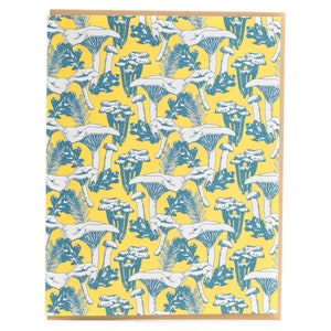 Carte de voeux typographique motif champignons chanterelles - série Foraging