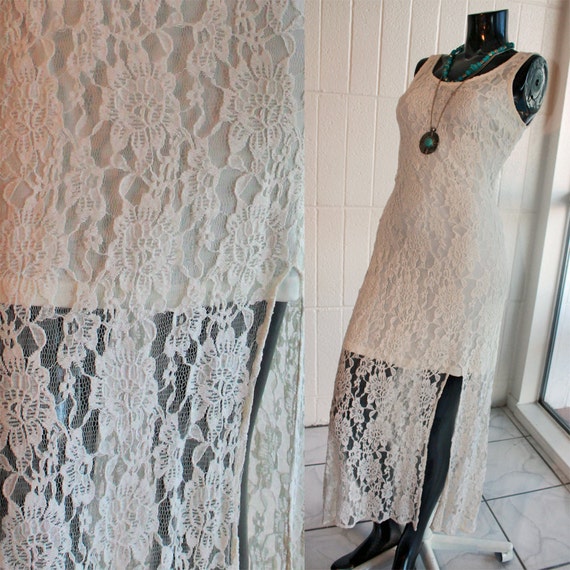 Sexy Vintage Off White/Cream Lace Dress