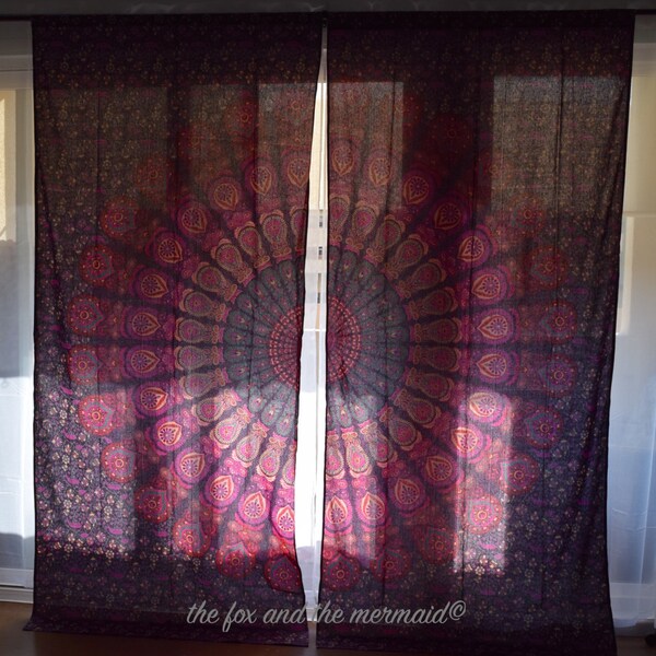 Boho Curtains, Mandala Tapetsry Window Treatments, Boho Drapes, Tapestry drapes, Mandala Wall Hanging, Indian Curtains
