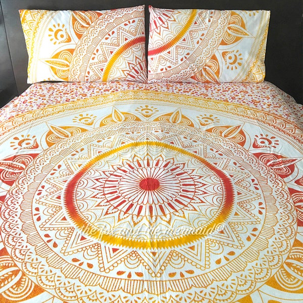 Mandala Wandteppich Bettbezug & Kissenbezüge, Quilt Abdeckung + Kissenbezüge, Boho Bettbezug + Kissenbezüge, indische Bettbezug