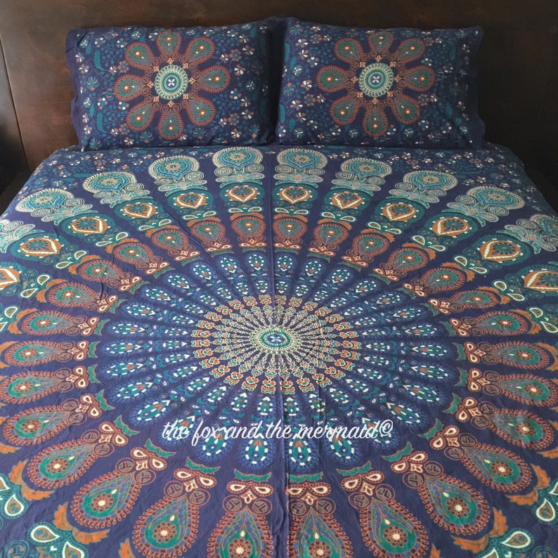 Block Printed Duvet Cover And Pillowcases Bohemian Comforter Etsy