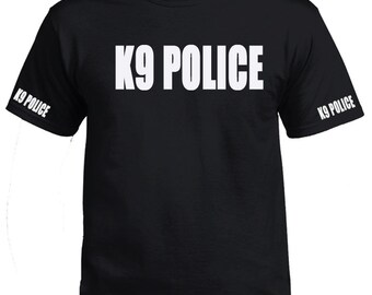 K9 POLICE T-Shirt Printed On Front, Back And Sleeves Black Shirt