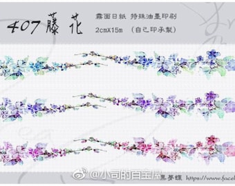 Washi tape masking tape Dark Butterfly Watercolor Flowers