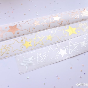 Cinta washi con estampado de papel dorado, papel plateado, papel rosa dorado, estrellas, Etoiles, Junk Journal, Scrapbooking