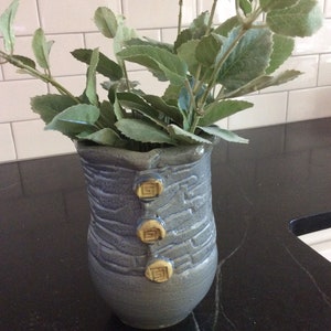 Textured Turquoise Ceramic Vase