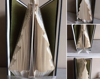 Christmas Tree Book Folding Pattern - Christmas Tree Folded book art - Christmas gift - Unique home decor - Book origami