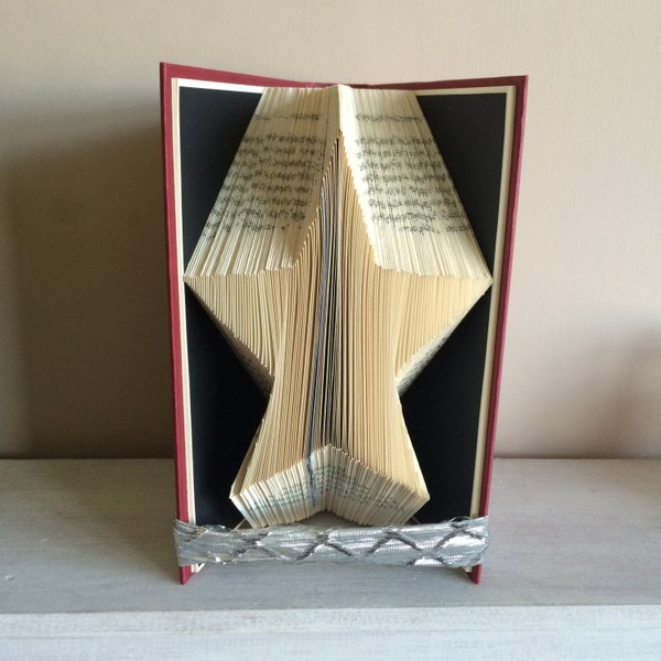 Star book folding pattern - star folded book art - Birthday gift - Home decor - Gift for the home - Gift for a teacher - Unique