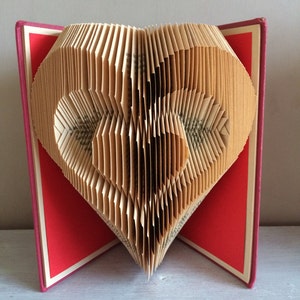 Heart in a Heart Book Folding Pattern - Heart Folded Book Art - Valentine&#39;s Day - Wedding - 1st Paper Anniversary Gift - Wife - Girlfriend