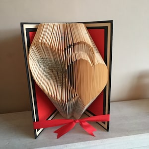 Pair of Hearts #1 Book Folding Pattern - Heart Folded Book Art - Valentine&#39;s Day - Wedding - 1st Paper Anniversary Gift - Wife - Girlfriend