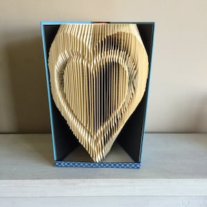 Double Heart Book Folding Pattern - Heart Folded Book Art - Valentine&#39;s Day - Wedding - 1st Paper Anniversary Gift - Wife - Girlfriend