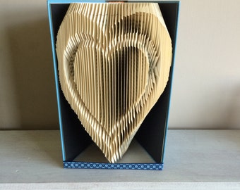 Dubbel hart boek vouwpatroon - hart gevouwen boekkunst - Valentijnsdag - bruiloft - 1e papieren jubileumcadeau - vrouw - vriendin