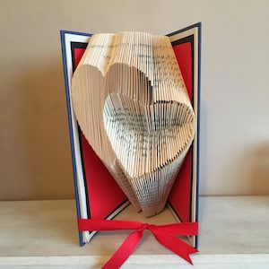 Paar Herzen #2 Buch Faltmuster - Herz gefaltetes Buch Kunst - Valentinstag - Hochzeit - 1. Papier Jahrestagsgeschenk - Frau - Freundin