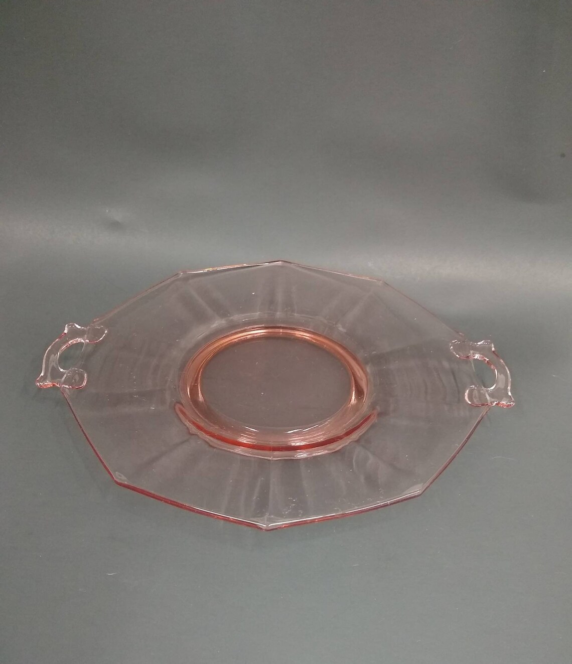 Vintage Pink Depression Glass Serving Plate with Handles 10 Etsy