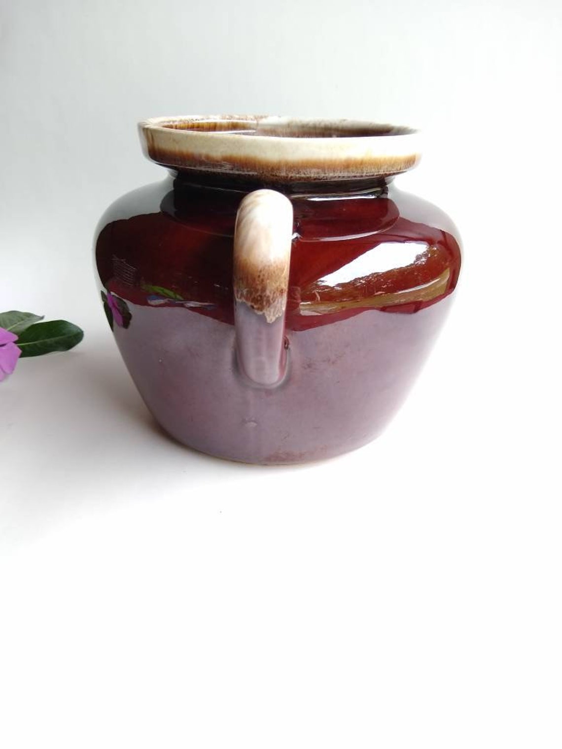 Vintage Mccoy Brown Drip Glaze Bean Pot 342 Brown Bean Pot Etsy