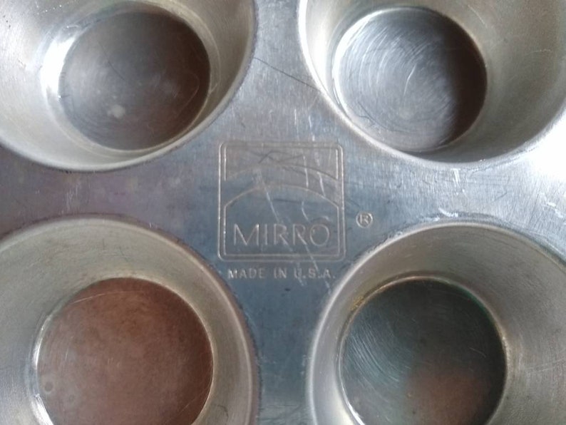 Vintage Mirro Aluminum Mini Muffin Pan Dozen Mini Muffins Pan Repurposed Organizer Vintage Small Aluminum Muffin Pan makes 12