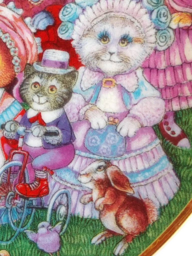 Easter Cats Porcelain Plate Franklin Mint with Certificate of Authenticity Vintage Easter Purrade Heirloom Collector Plate by Bill Bell