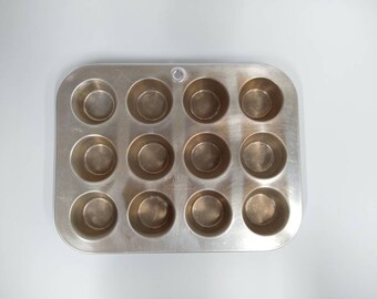 Vintage Cometa Mini Muffin In alluminio Pan made in USA, Dozen Mini Cheese Cake Pan, Vintage Drawer Organizer